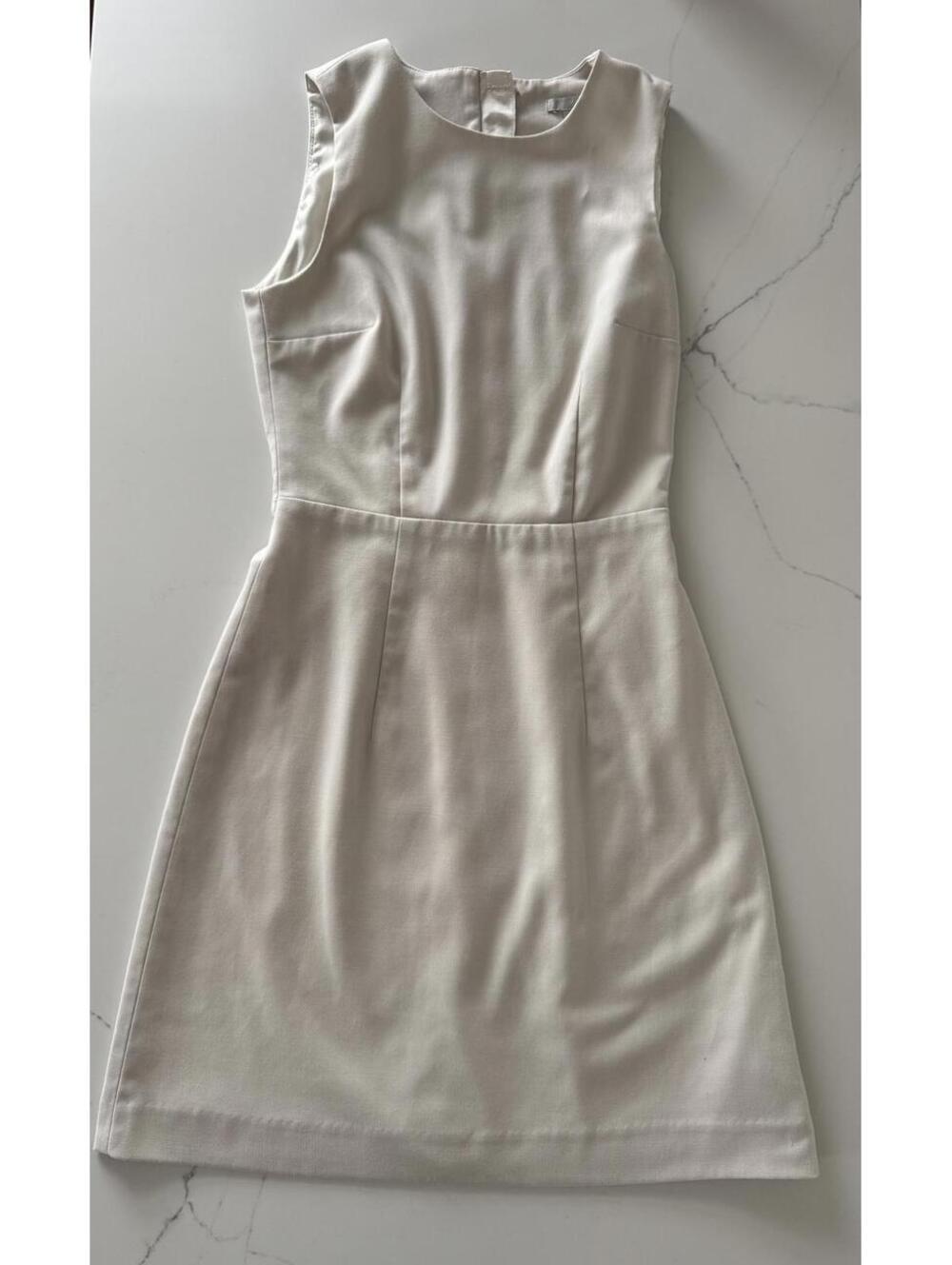 H&M Sleeveless Fitted Short Cream Dress with Back Zipper Size US4